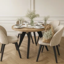 Runder LOFT industrieller Holztisch LORA