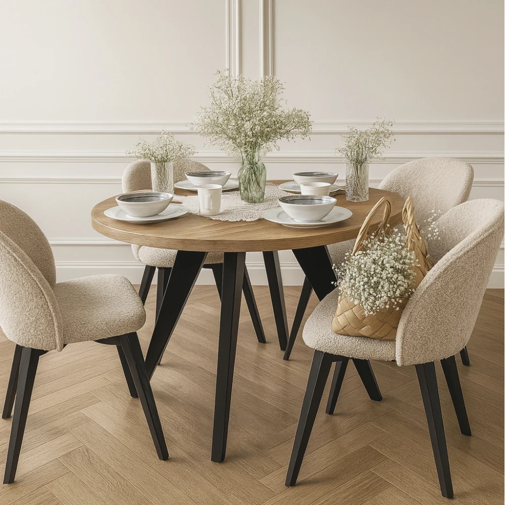 Runder LOFT industrieller Holztisch LORA