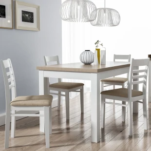 Rechteckiger ausziehbarer Holztisch HALEN, furniert mit natürlichem Buchenholzfurnier