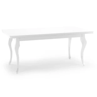 LUTON rechteckiger ausziehbarer Holztisch, furniert, Naturfurnier, Buchenholz, weiß glänzend