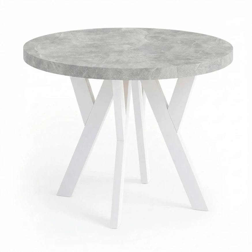 OUTLET Tisch PERO 90/140 – Tischplatte Atelier Hell, weiße Beine - Dekori Möbel