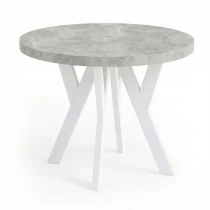 OUTLET Tisch PERO 90/140 – Tischplatte Atelier Hell, weiße Beine - Dekori Möbel