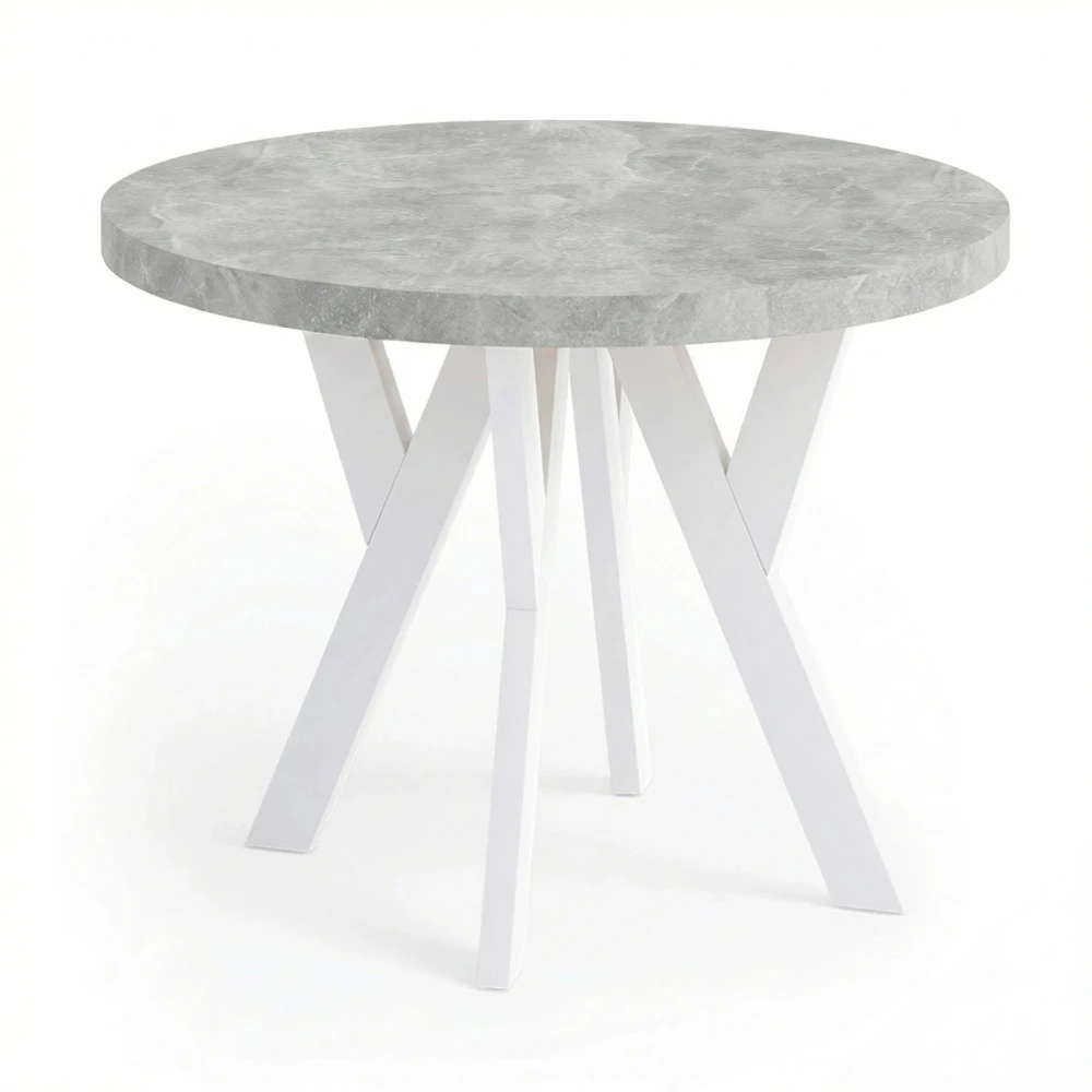 OUTLET Tisch PERO 90/140 – Tischplatte Atelier Hell, weiße Beine - Dekori Möbel