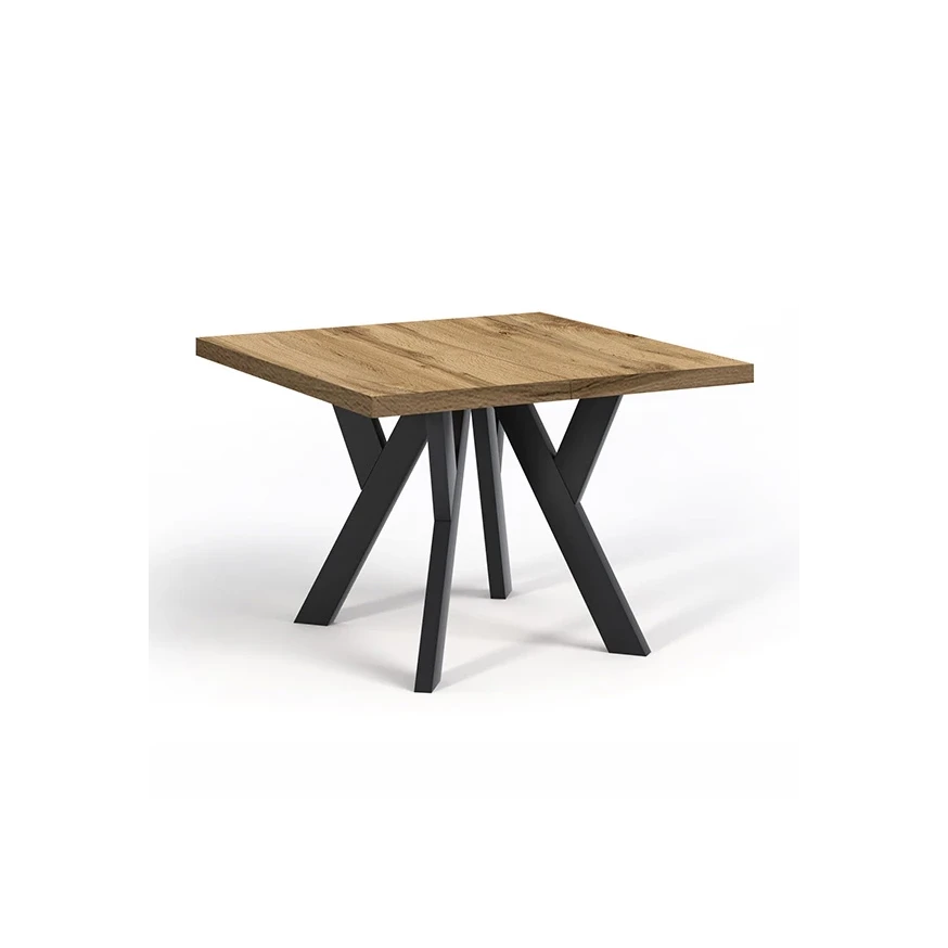 OUTLET Industrieller Holztisch NERO 90/140, Wotan-Tischplatte