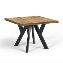 OUTLET Industrieller Holztisch NERO 90/140, Wotan-Tischplatte