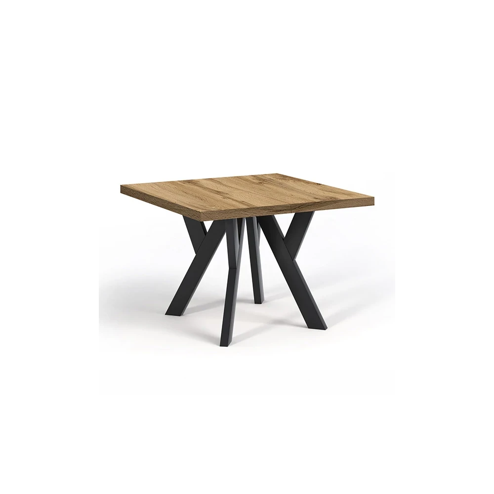 OUTLET Industrieller Holztisch NERO 90/140, Wotan-Tischplatte