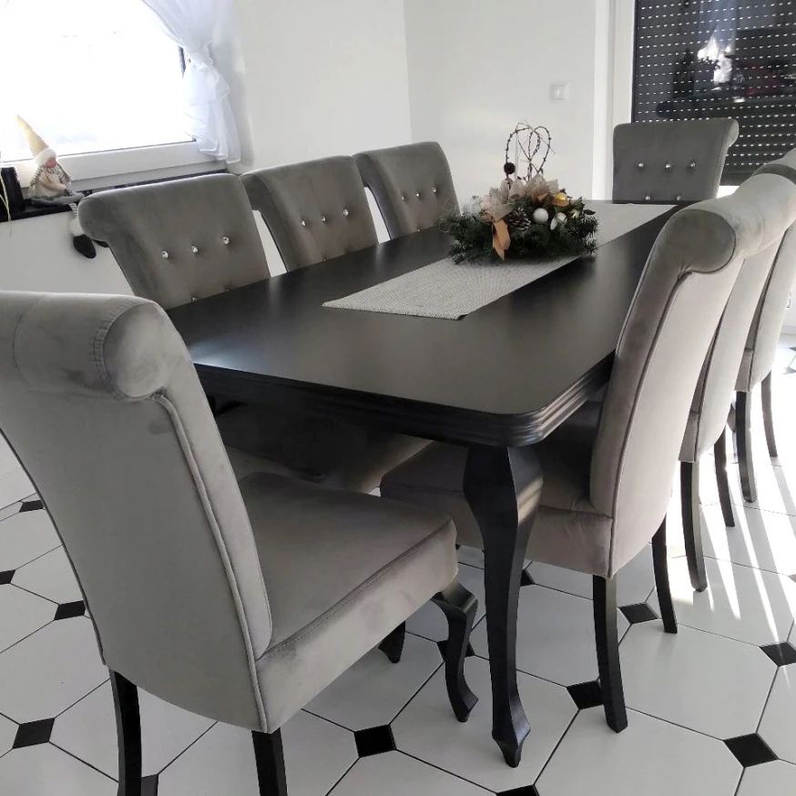 Polsterstuhl GS61 Glamour Knöpfe gesteppt modern weiß glänzend