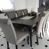 Polsterstuhl GS61 Glamour Knöpfe gesteppt modern weiß glänzend