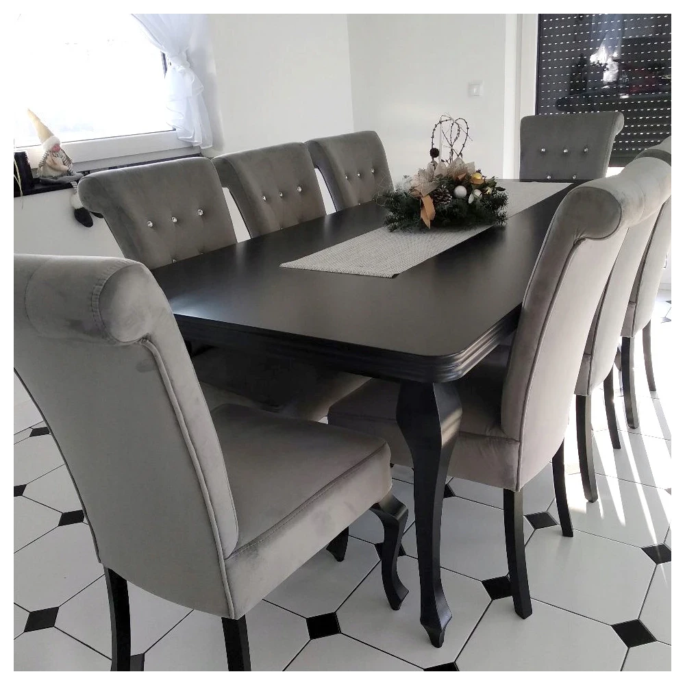 Polsterstuhl GS61 Glamour Knöpfe gesteppt modern weiß glänzend