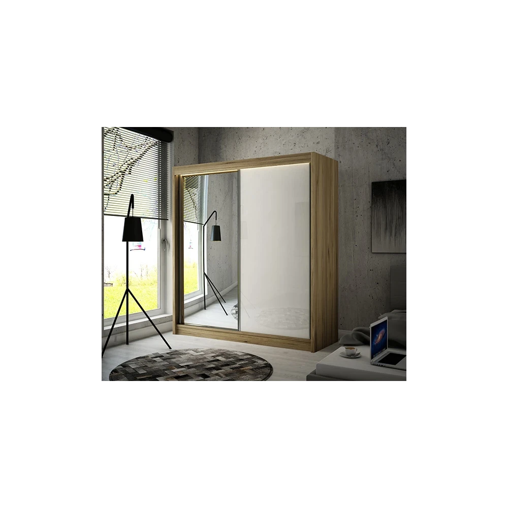 Schwebetürenschrank VELA 200 Spiegel + Lacobel