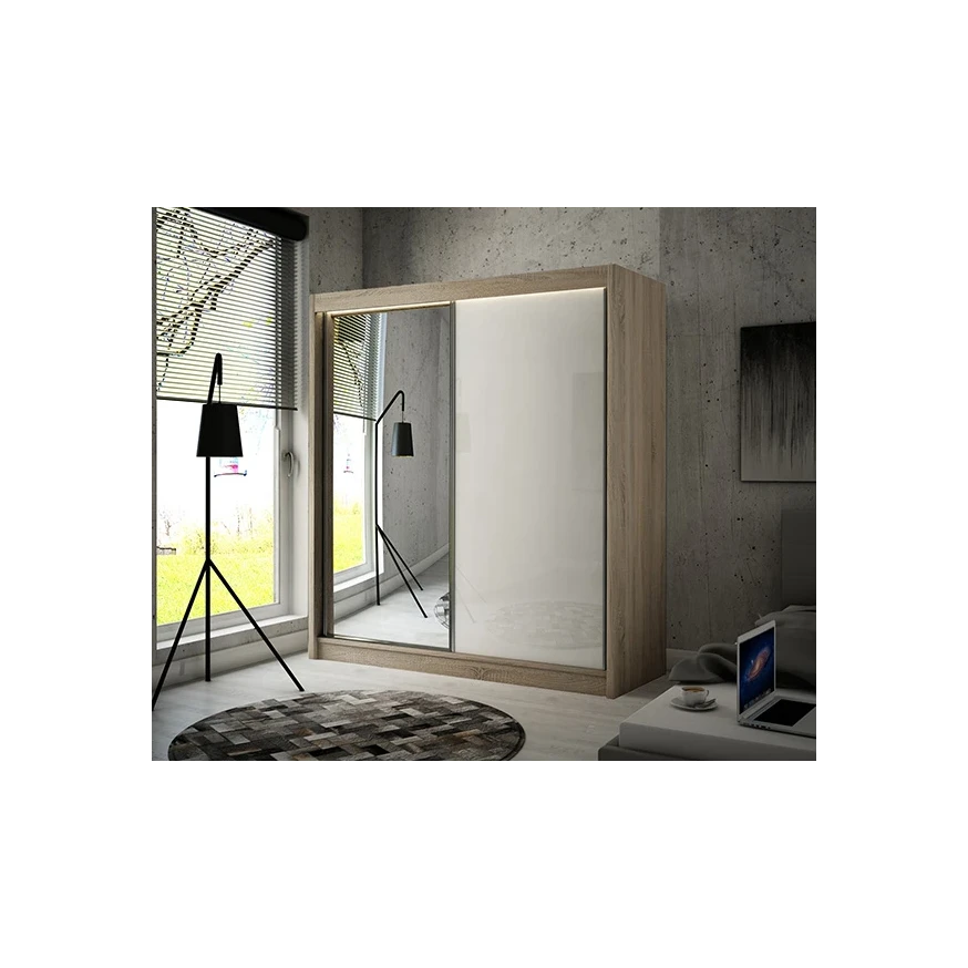 Schwebetürenschrank VELA 200 Spiegel + Lacobel