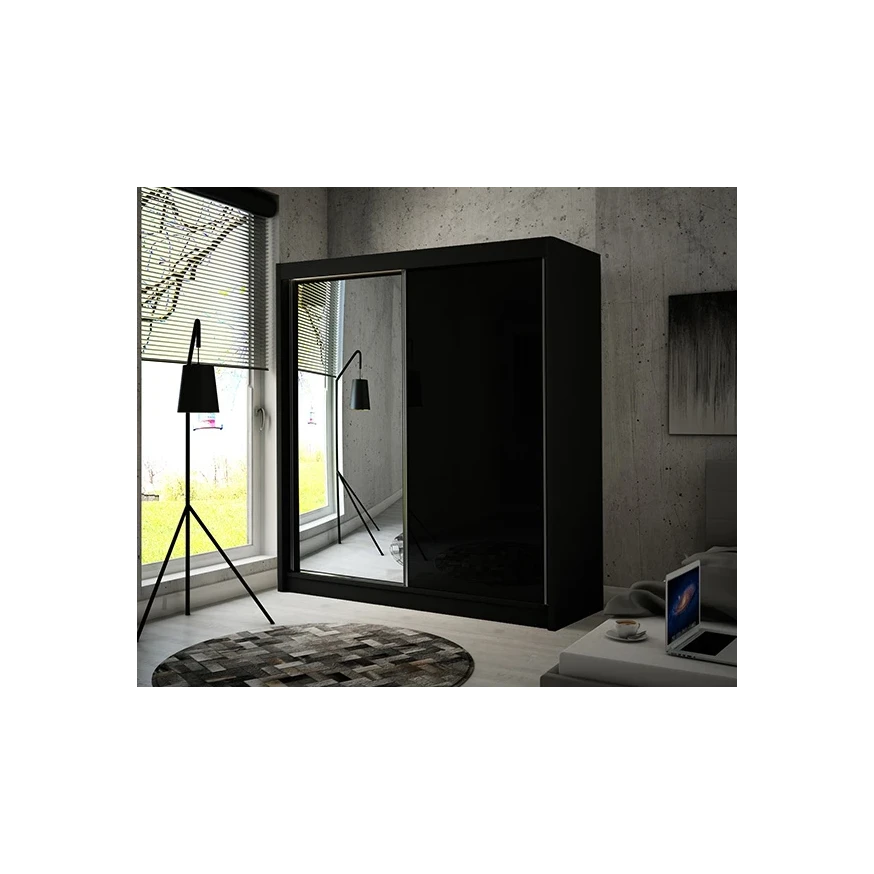 Schwebetürenschrank VELA 200 Spiegel + Lacobel