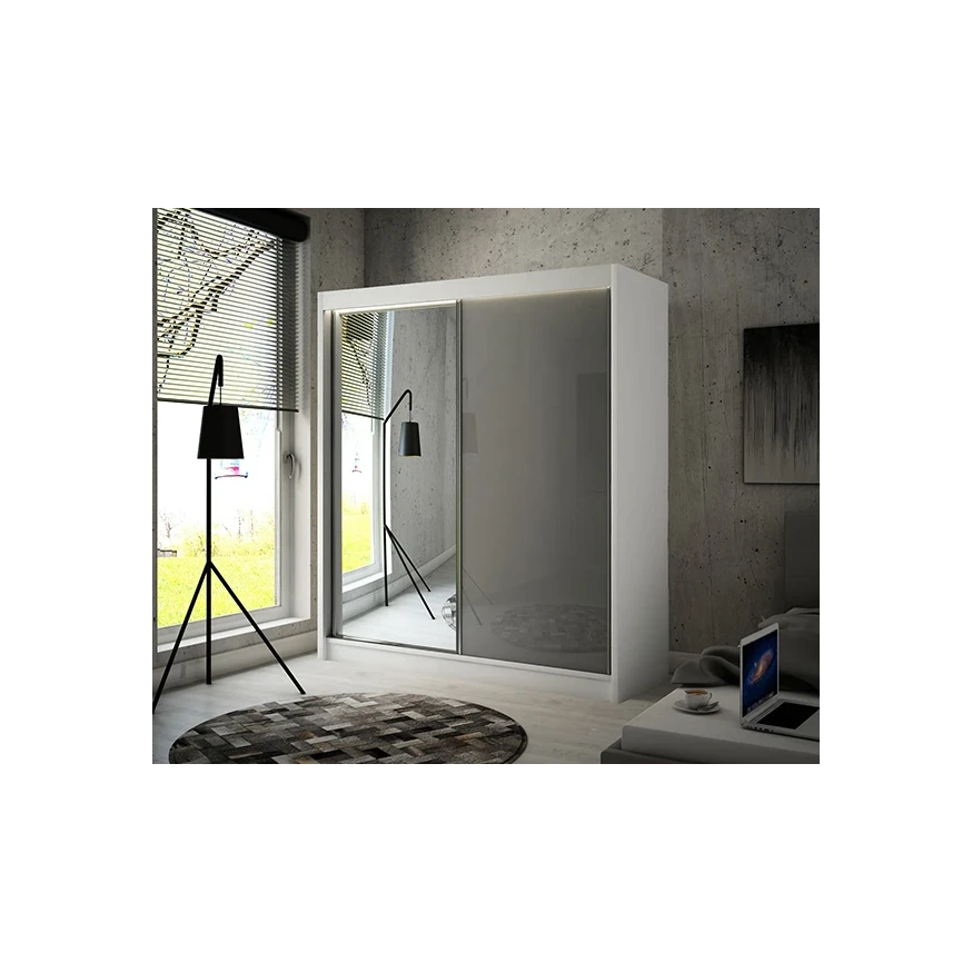 Schwebetürenschrank VELA 200 Spiegel + Lacobel