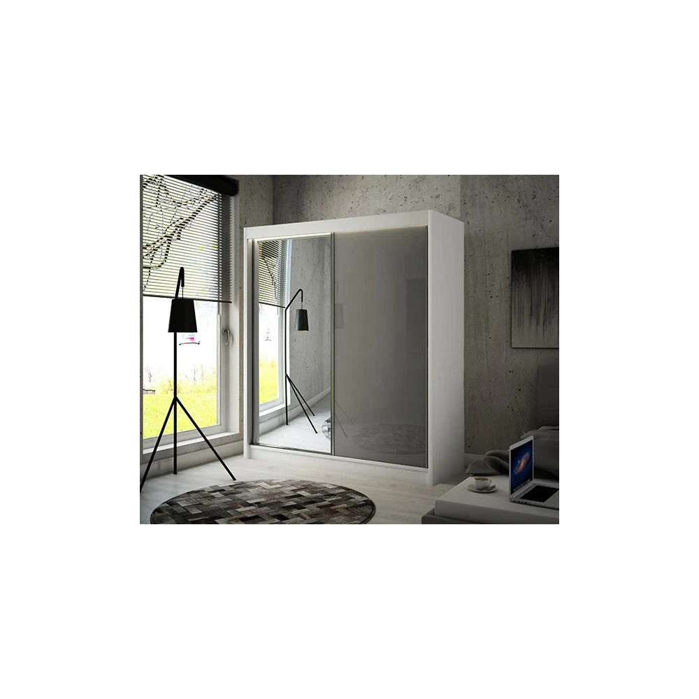 Schwebetürenschrank VELA 200 Spiegel + Lacobel