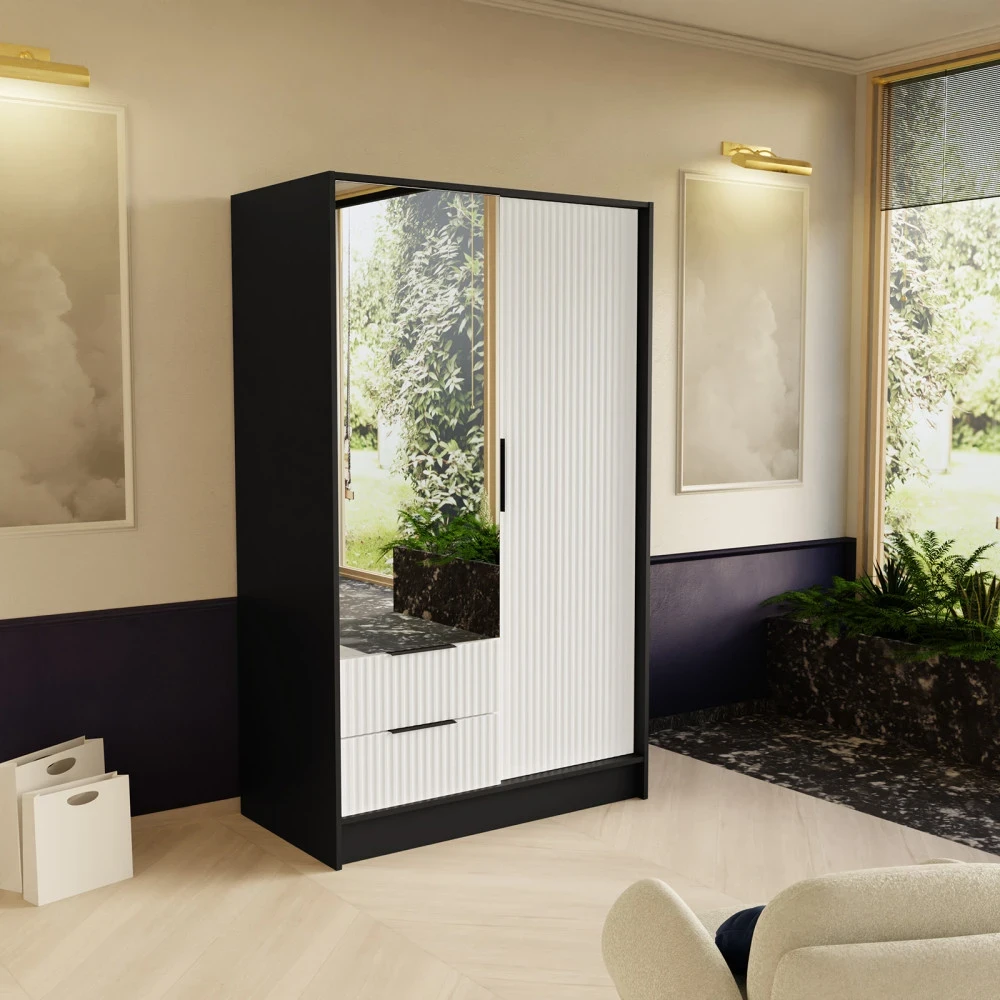 Schrank mit Spiegel und geriffelter Front – NELI 102