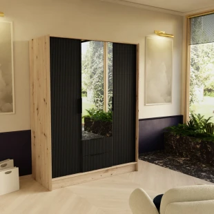 Schrank mit Spiegel und geriffelter Front – NELI 150