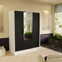 Schrank mit Spiegel und geriffelter Front – NELI 150