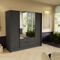 Schrank mit Spiegel und geriffelter Front – NELI 200