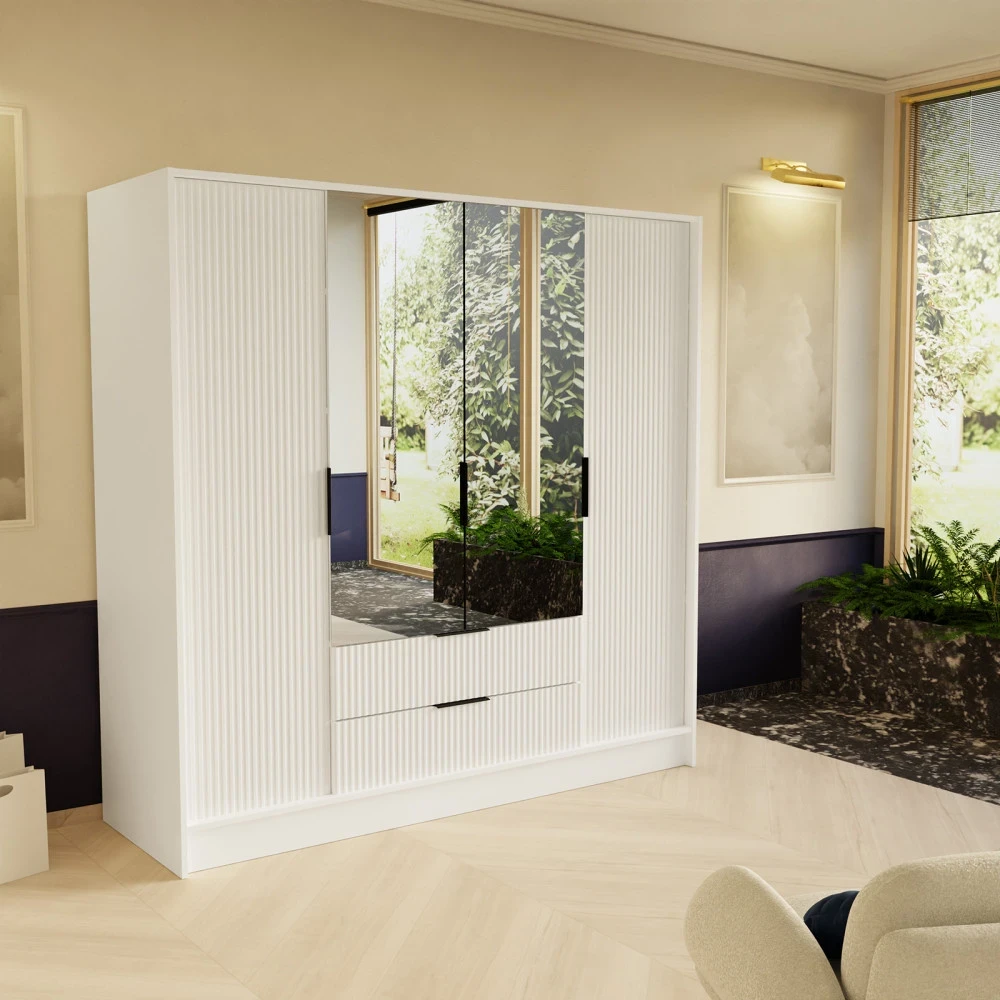 Schrank mit Spiegel und geriffelter Front – NELI 200