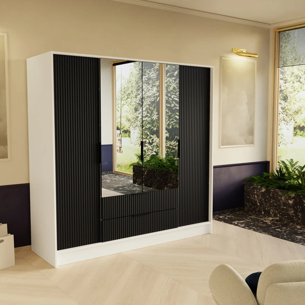 Schrank mit Spiegel und geriffelter Front – NELI 200