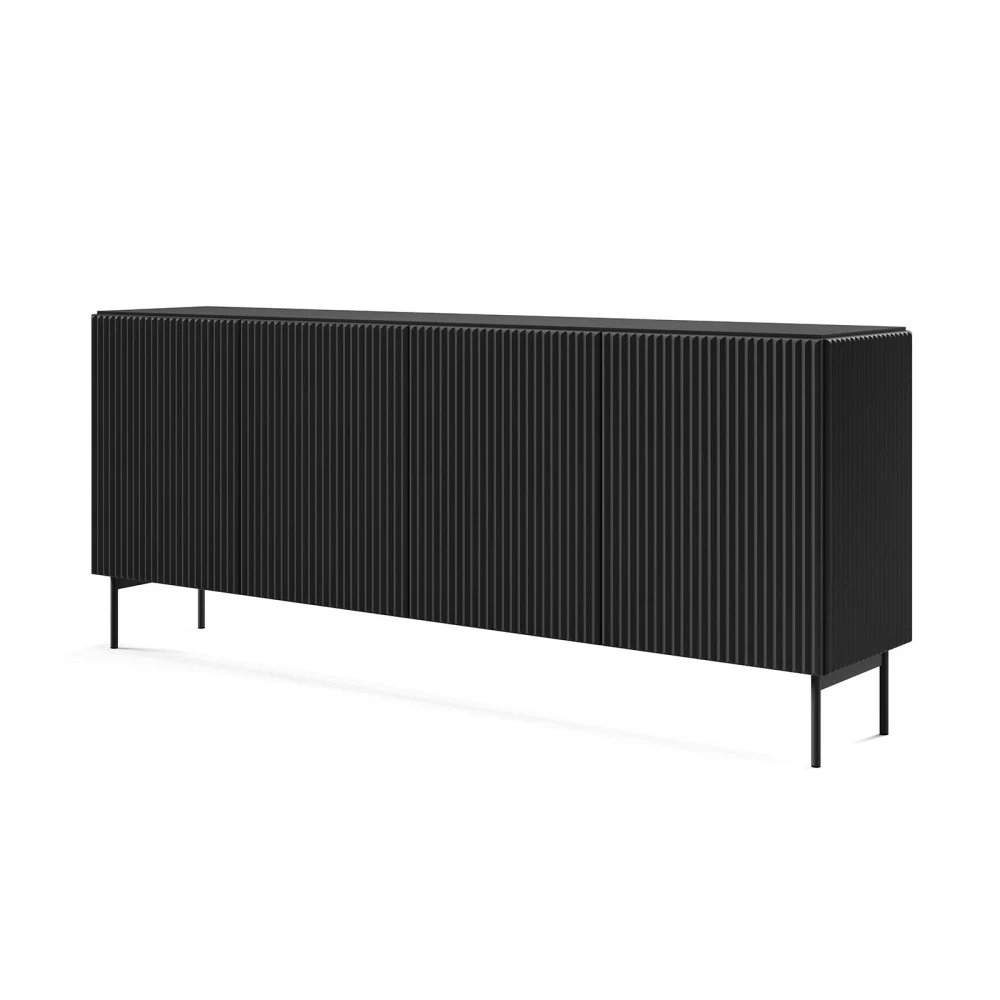 Hohe Kommode 195 cm, 4-türig mit Lamellen, modernes Design – MAVI 4D