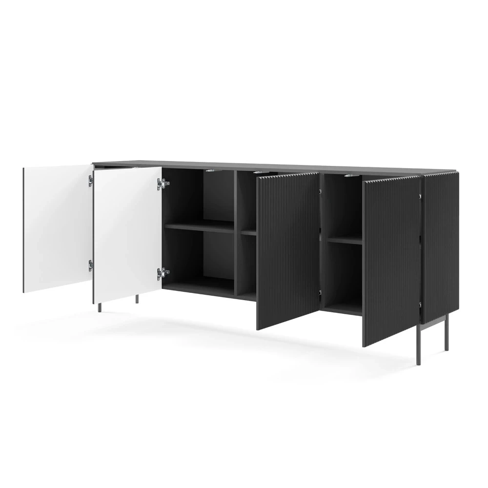 Hohe Kommode 195 cm, 4-türig mit Lamellen, modernes Design – MAVI 4D