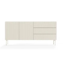 Kommode 177 cm, Schwarz, 2-türig mit Schubladen, Lamellen – MAVI 2D3S