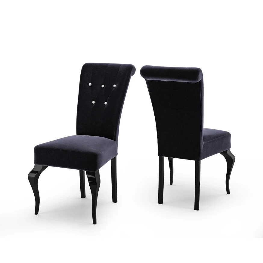 Gepolsterter GS64-Stuhl, glamourös, Kristalle, gesteppt, modern, weiß glänzend