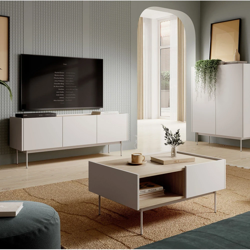 TV-Lowboard CORI RTV-144 – Kaschmir / Eiche Linea