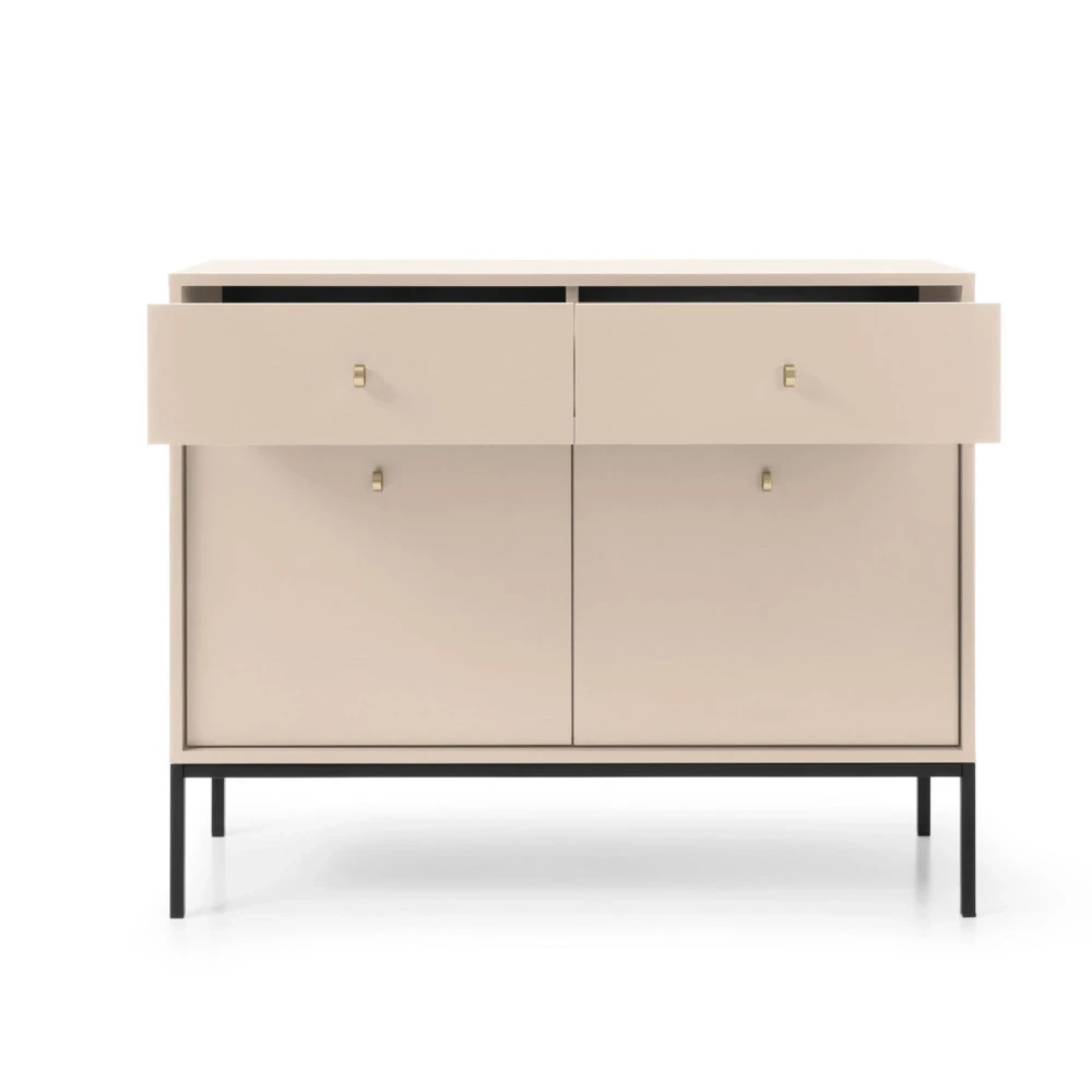 Kommode MADLA MKSZ104 – Sandbeige mit goldenen Griffen