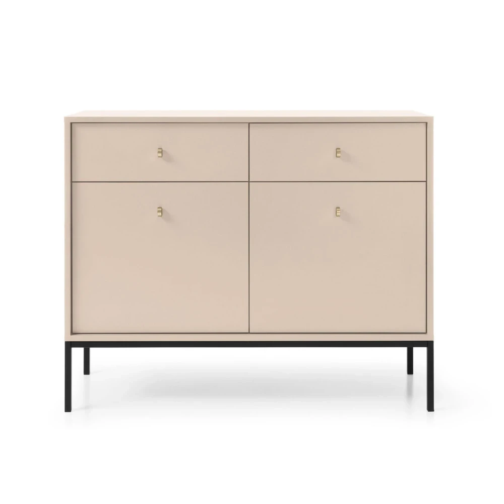 Kommode MADLA MKSZ104 – Sandbeige mit goldenen Griffen