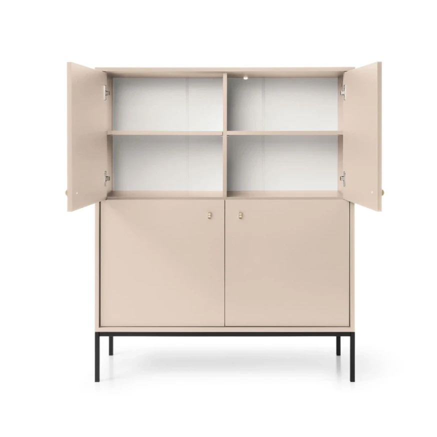 Kommode MADLA MK104 – Sandbeige mit goldenen Griffen