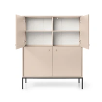 Kommode MADLA MK104 – Sandbeige mit goldenen Griffen