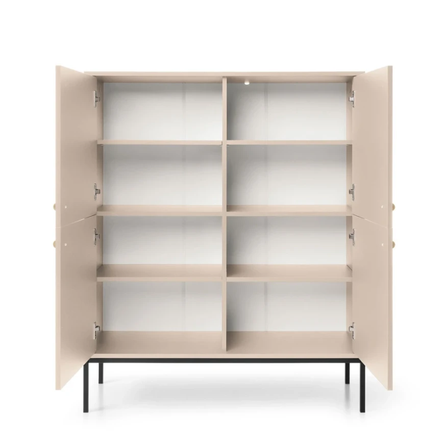 Kommode MADLA MK104 – Sandbeige mit goldenen Griffen