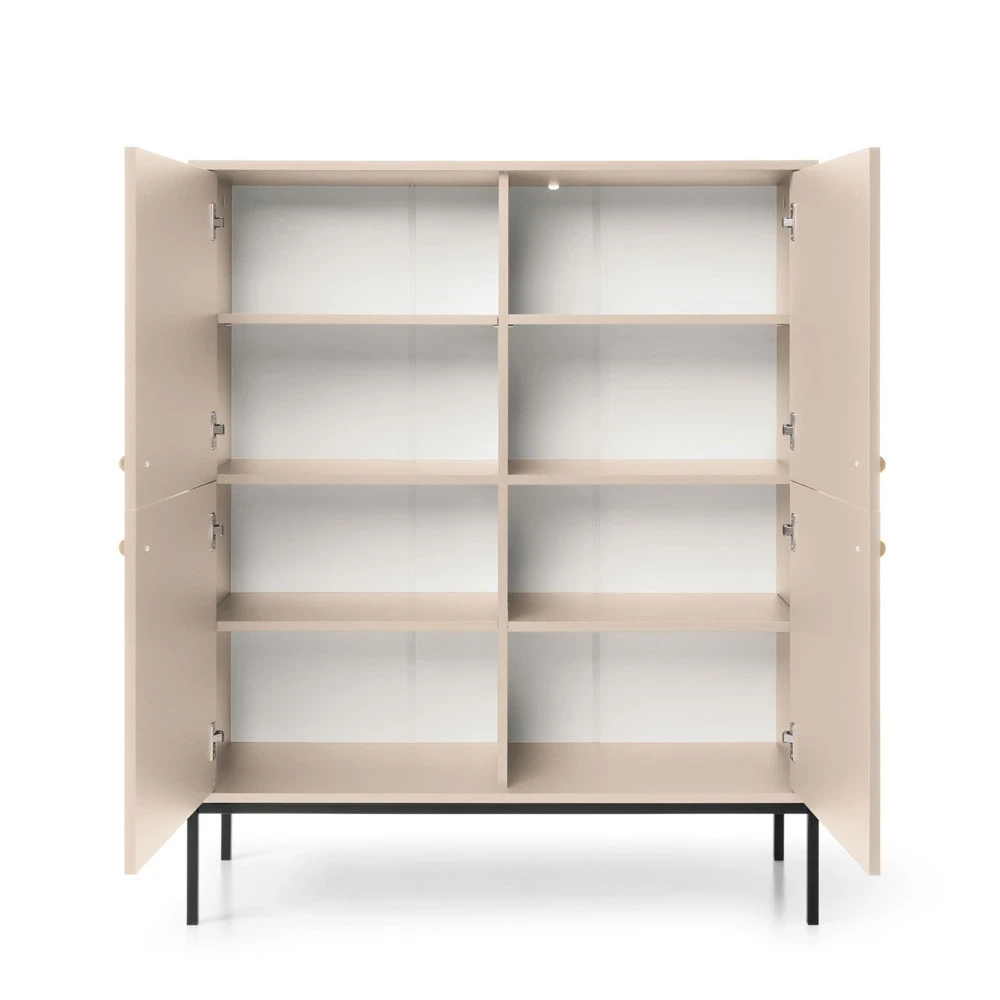 Kommode MADLA MK104 – Sandbeige mit goldenen Griffen