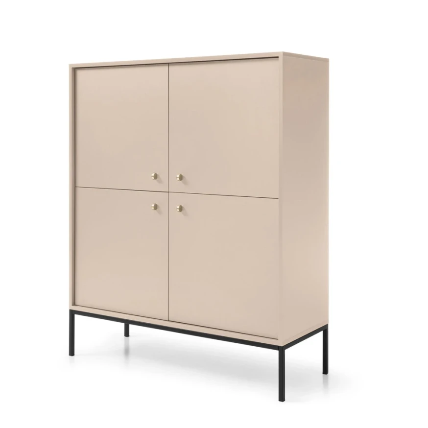 Kommode MADLA MK104 – Sandbeige mit goldenen Griffen