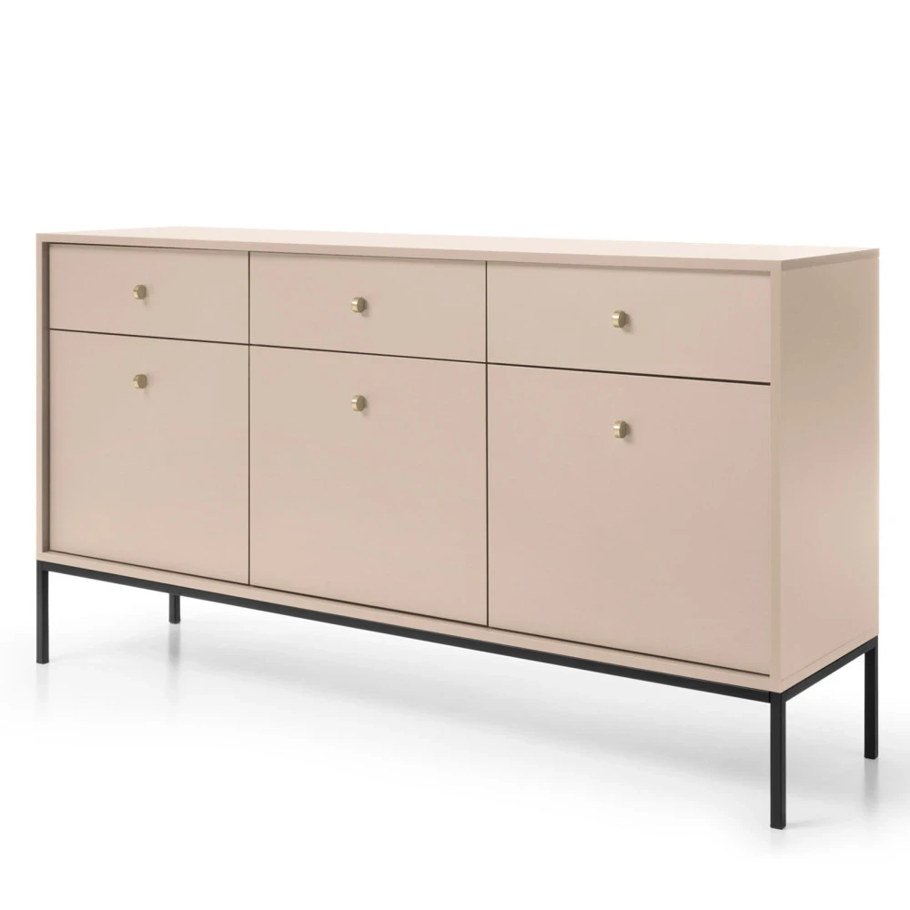 MADLA MKSZ154 Kommode, sandbeige, mit goldenen Griffen