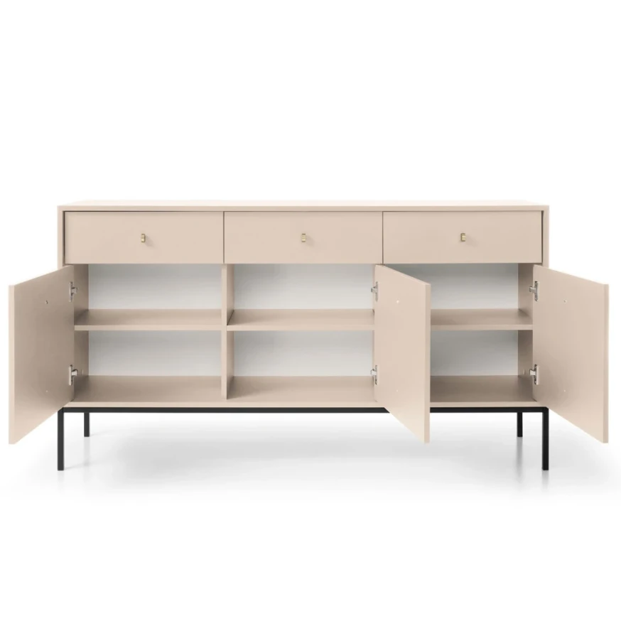 MADLA MKSZ154 Kommode, sandbeige, mit goldenen Griffen