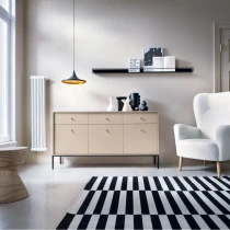 MADLA MKSZ154 Kommode, sandbeige, mit goldenen Griffen