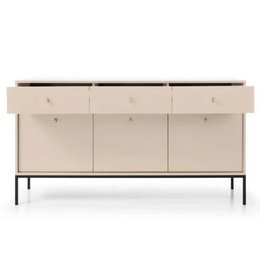 MADLA MKSZ154 Kommode, sandbeige, mit goldenen Griffen