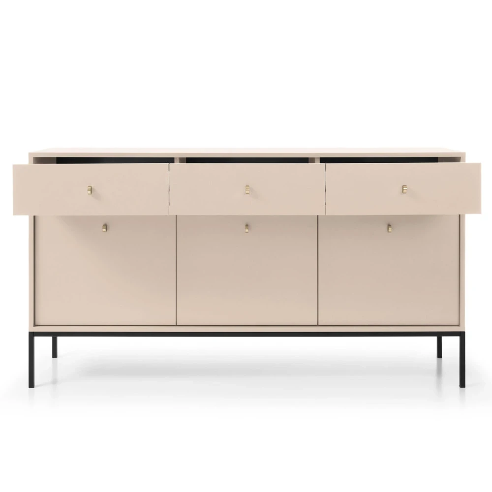 MADLA MKSZ154 Kommode, sandbeige, mit goldenen Griffen