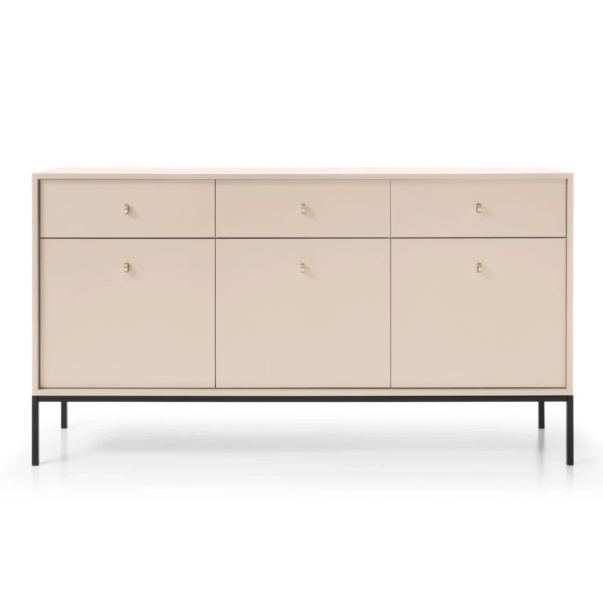 MADLA MKSZ154 Kommode, sandbeige, mit goldenen Griffen