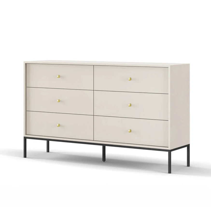 Kommode MADLA MKS154 – Sandbeige mit goldenen Griffen