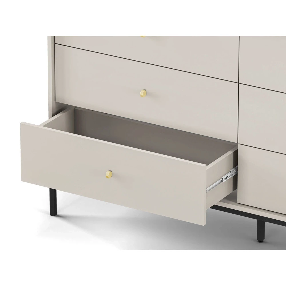 Kommode MADLA MKS154 – Sandbeige mit goldenen Griffen