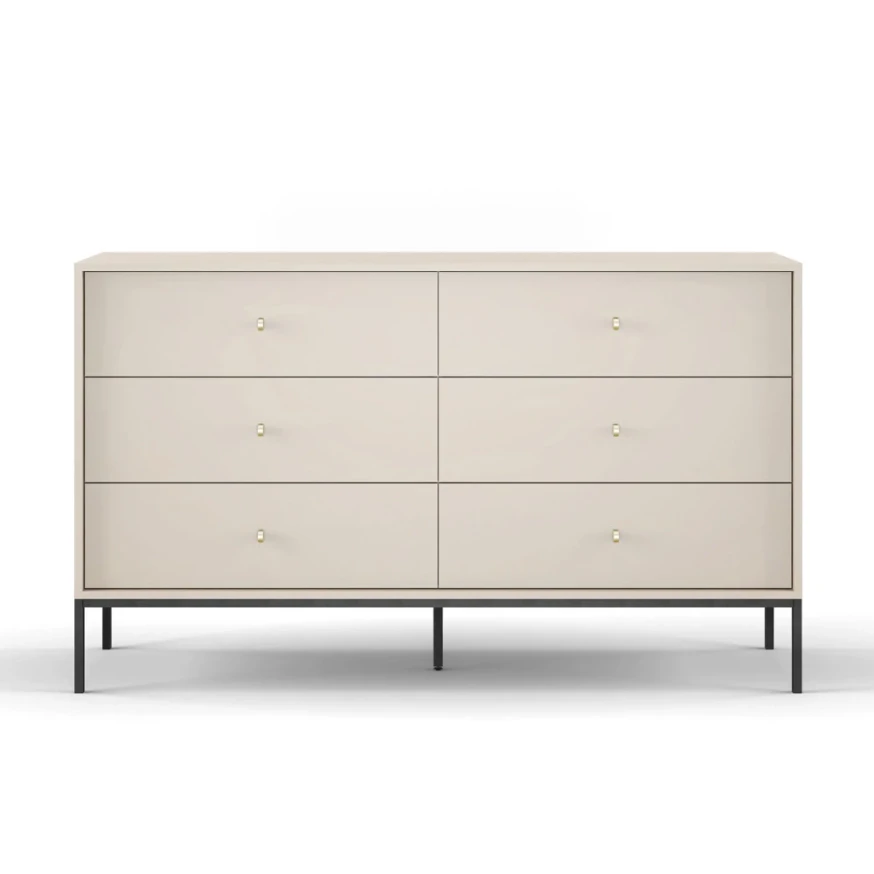Kommode MADLA MKS154 – Sandbeige mit goldenen Griffen