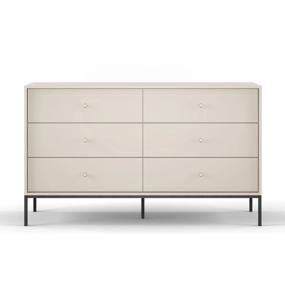 Kommode MADLA MKS154 – Sandbeige mit goldenen Griffen