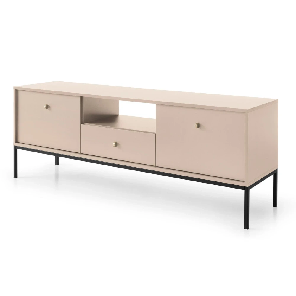 TV-Lowboard MADLA MRTV154 – Sandbeige mit goldenen Griffen