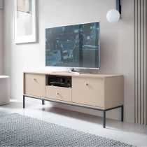 TV-Lowboard MADLA MRTV154 – Sandbeige mit goldenen Griffen