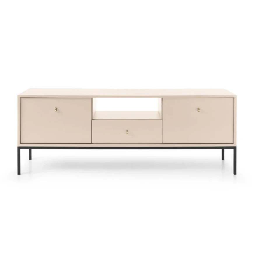 TV-Lowboard MADLA MRTV154 – Sandbeige mit goldenen Griffen