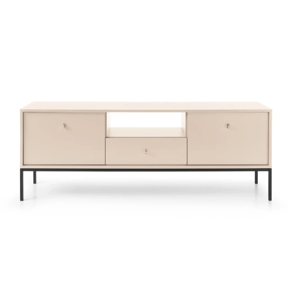 TV-Lowboard MADLA MRTV154 – Sandbeige mit goldenen Griffen